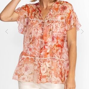 Johnny Was Yours Truly 100% Silk Blouse